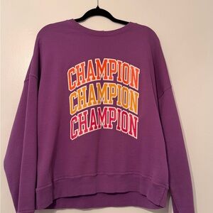 Champion Women's Purple Sweatshirt with Multicolor Logo
